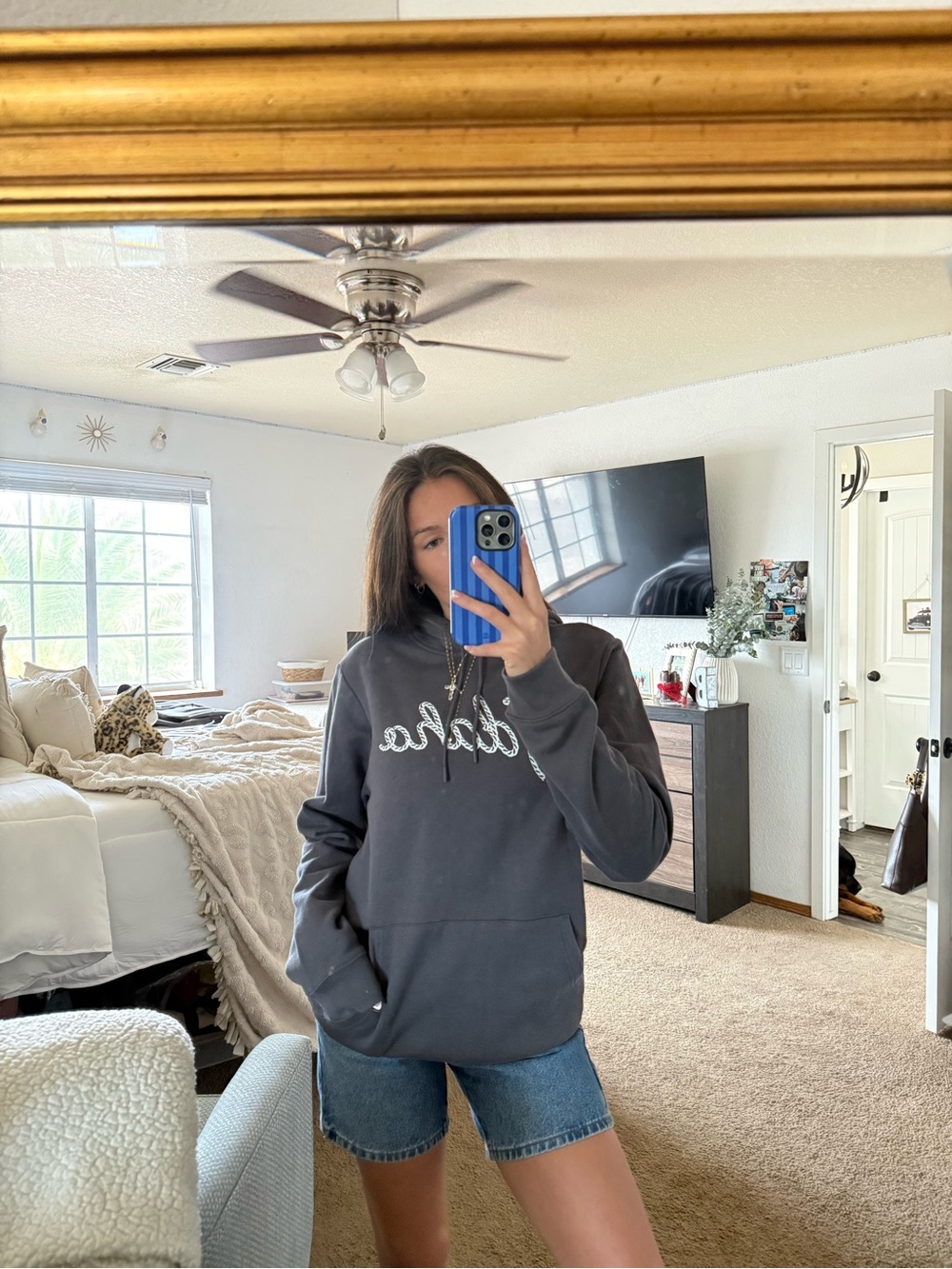 Women's Charcoal Gray Hoodie Sweatshirt - IDAHO
